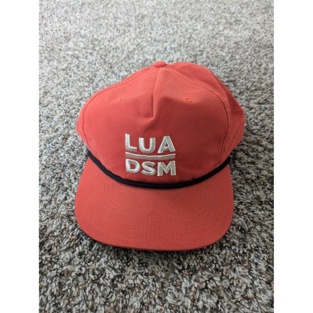 LUA DSM Des Moines Snapback Flat Brim Rope Hat Orange Rust YOU KNOW